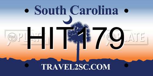 HIT179 South Carolina License Plate