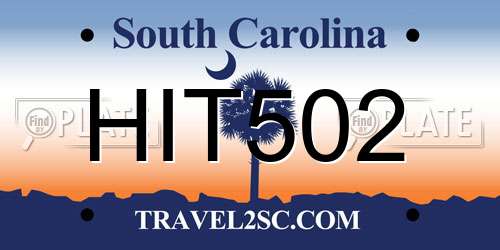 HIT502 South Carolina License Plate