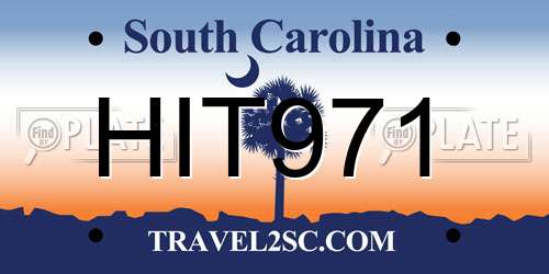 HIT971 South Carolina License Plate