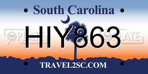 HIY863 South Carolina License Plate