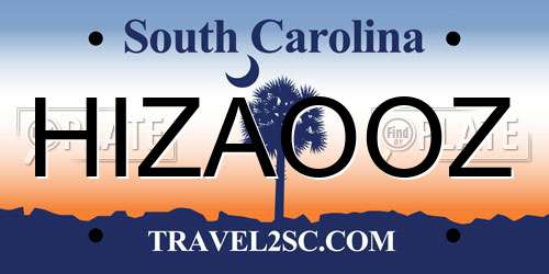 HIZAOOZ South Carolina License Plate