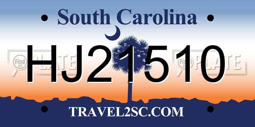 HJ21510 South Carolina License Plate