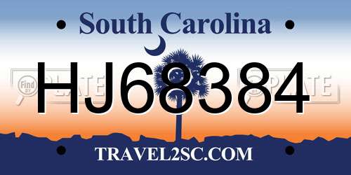 HJ68384 South Carolina License Plate