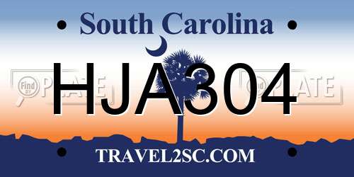 HJA304 South Carolina License Plate