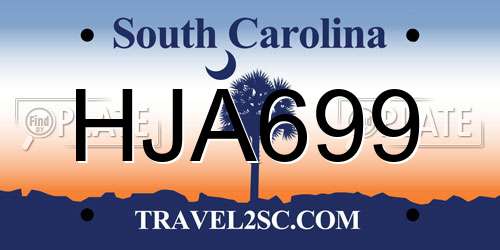 HJA699 South Carolina License Plate