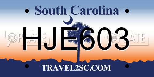 HJE603 South Carolina License Plate