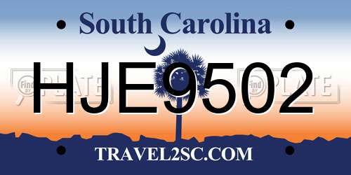 HJE9502 South Carolina License Plate