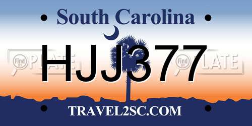 HJJ377 South Carolina License Plate