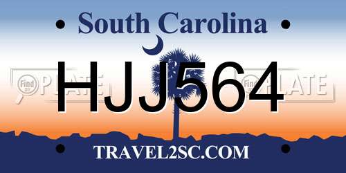 HJJ564 South Carolina License Plate
