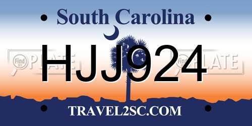 HJJ924 South Carolina License Plate