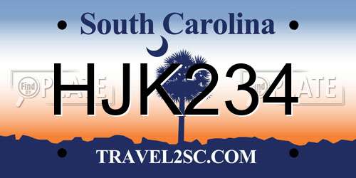 HJK234 South Carolina License Plate