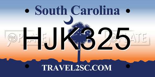 HJK325 South Carolina License Plate