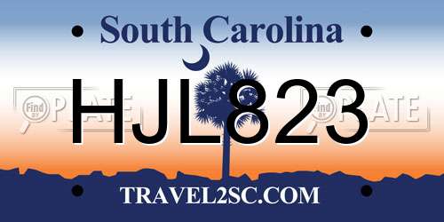 HJL823 South Carolina License Plate