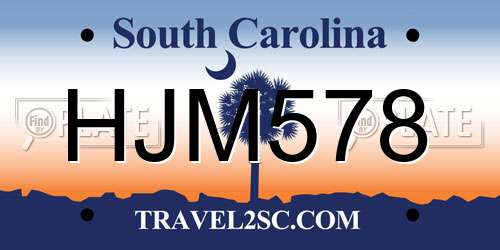 HJM578 South Carolina License Plate