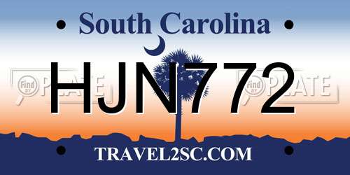 HJN772 South Carolina License Plate