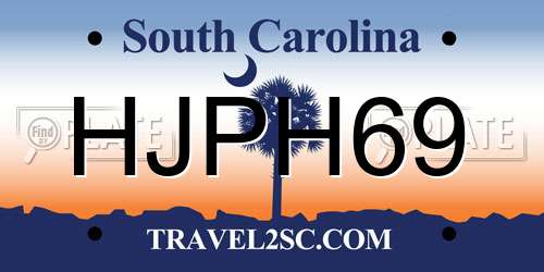 HJPH69 South Carolina License Plate