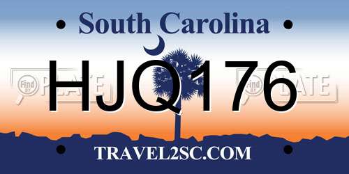 HJQ176 South Carolina License Plate