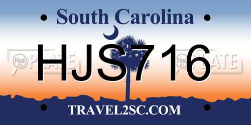 HJS716 South Carolina License Plate