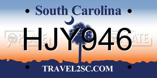 HJY946 South Carolina License Plate