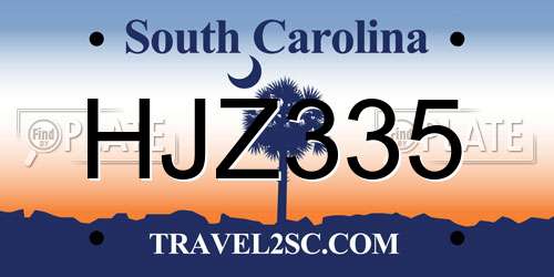 HJZ335 South Carolina License Plate