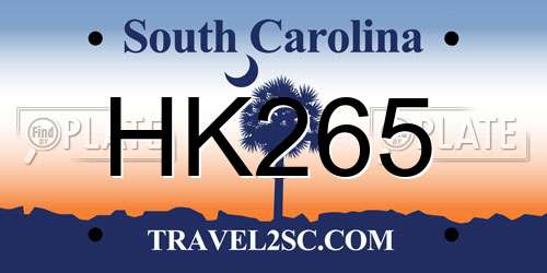 HK265 South Carolina License Plate