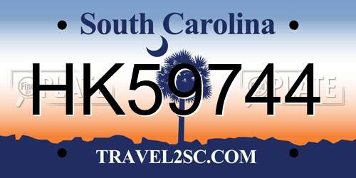 HK59744 South Carolina License Plate