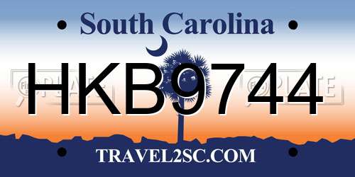 HKB9744 South Carolina License Plate