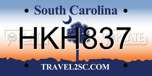 HKH837 South Carolina License Plate
