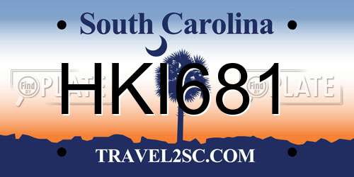 HKI681 South Carolina License Plate