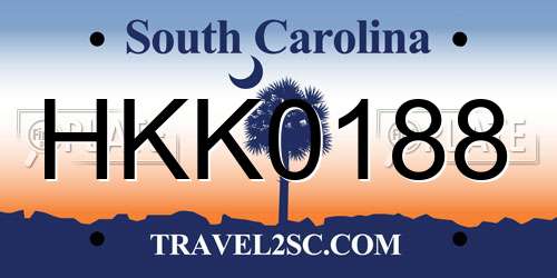 HKK0188 South Carolina License Plate