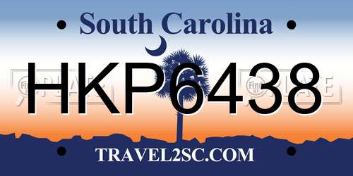 HKP6438 South Carolina License Plate