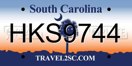 HKS9744 South Carolina License Plate