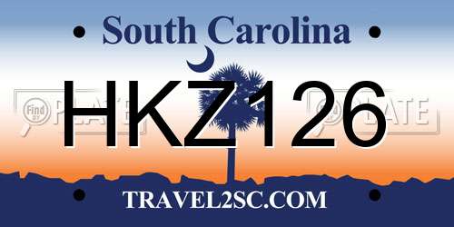 HKZ126 South Carolina License Plate