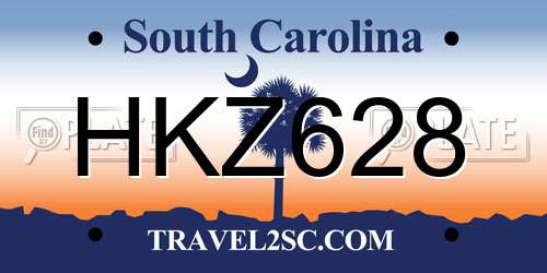 HKZ628 South Carolina License Plate