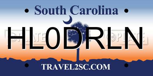 HL0DRLN South Carolina License Plate