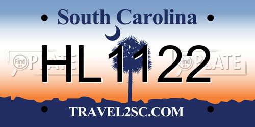 HL1122 South Carolina License Plate
