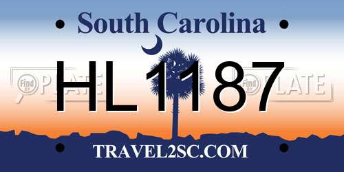 HL1187 South Carolina License Plate