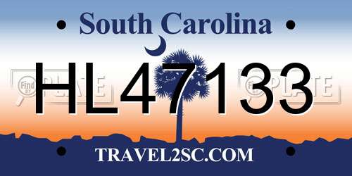 HL47133 South Carolina License Plate