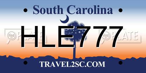 HLE777 South Carolina License Plate