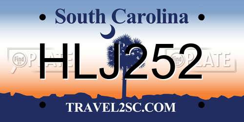 HLJ252 South Carolina License Plate