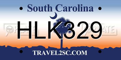 HLK329 South Carolina License Plate