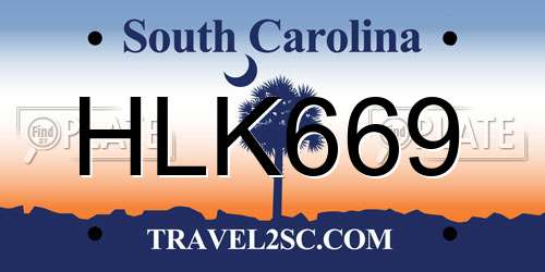 HLK669 South Carolina License Plate