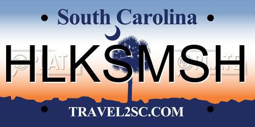 HLKSMSH South Carolina License Plate