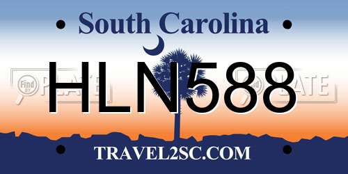 HLN588 South Carolina License Plate