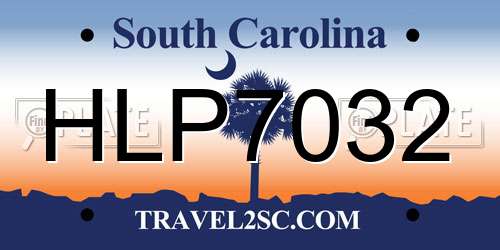HLP7032 South Carolina License Plate