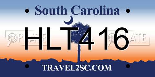 HLT416 South Carolina License Plate