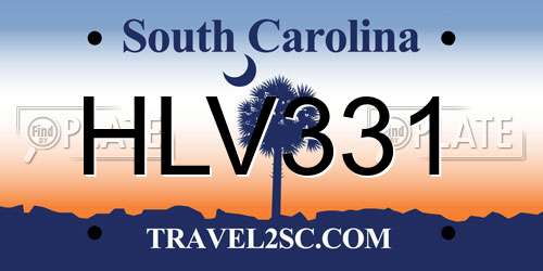 HLV331 South Carolina License Plate
