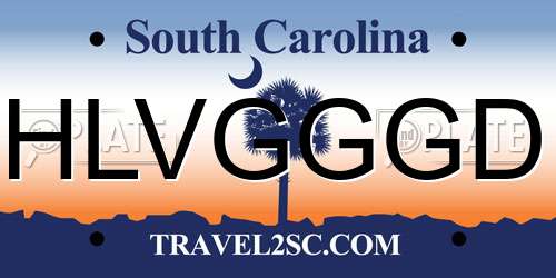 HLVGGGD South Carolina License Plate