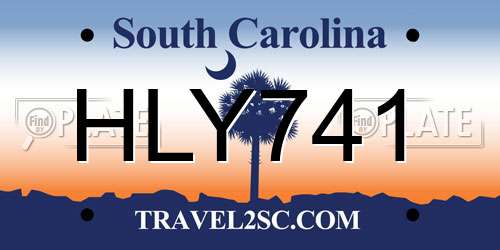 HLY741 South Carolina License Plate
