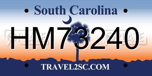 HM73240 South Carolina License Plate